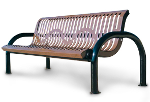 Model CM6WB-P | Modern Series Ribbed Steel Benches with Back (Brown/Black)