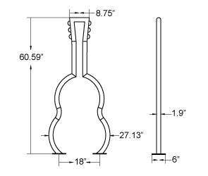 Acoustic Guitar Bike Rack | Quick Dimensions