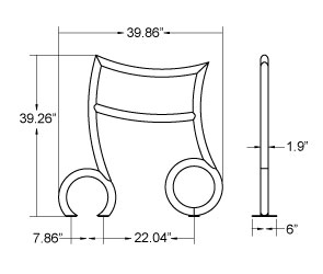 Music Note Bike Rack | Quick Dimensions