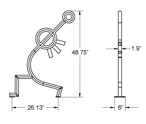 Anjaneyasana Yoga Pose Bike Rack | Quick Dimensions