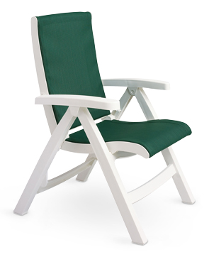 Model CT089004 | Jersey Midback Folding Deck Chair with Attached Sling (Hunter Green/White)