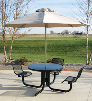 Model CTW3WB-1 | Courtyard ADA Table | 3 Wire Mesh Seats with Backs (Black)