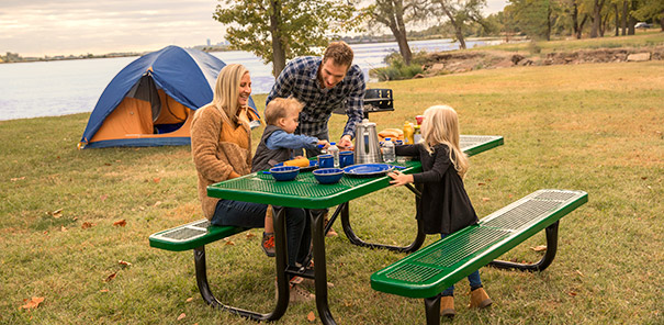 Rectangular Steel Picnic Table Perforated Pattern