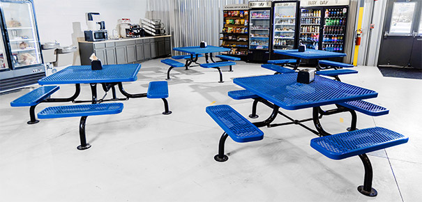 Square Span Leg Table with Diamond Pattern Steel