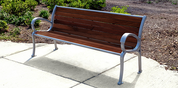 Model CB5WBE-R | 5' Courtyard Bench with Back (Cedar/Platinum)