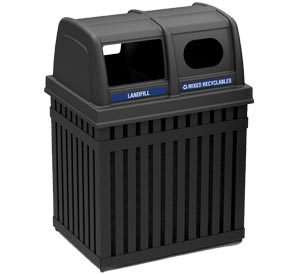 Model DC-72720199 | ArchTec Parkview Trash and Recycling Double Unit Receptacle Combo