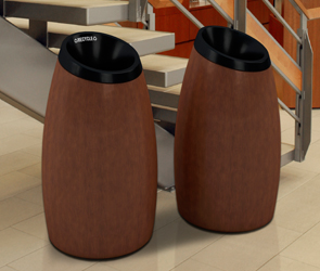 Model DC-75624199 | Cypress Recycler Receptacle (Walnut Finish) & Model DC-756141 | Seed Waste Receptacle (Walnut Finish)