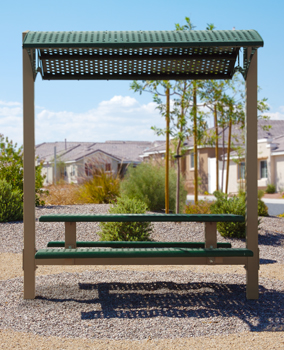 Rectangular Picnic Table with Attached Steel Shade Canopy