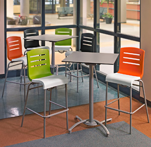 Domino Stacking Barstools and Bar Height HPL Table Sets