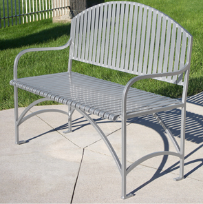 Model EB48 | English Series Powder-Coated Ribbed Steel Bench | 4' Length (Bay Fog)