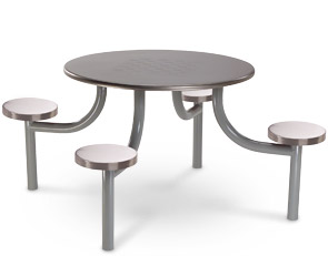 Model EMX4205-4SGTBTS | 42" Round Cafeteria Table (Stainless Steel Game Top & Seats)