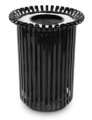 Model ERSTA32 | Ribbed Steel Powder-Coated Trash Recpetacle (Black)