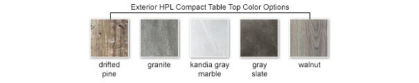 Exterior HPL Compact Table Top Color Options