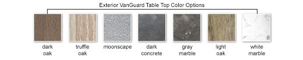 Exterior VanGuard Table Top Color Options