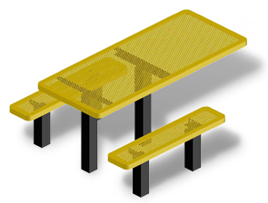 Model H6H-IP | Rectangular Outdoor Table | Punched Steel Style (Yellow/Black)