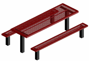 Model HSL6-IP | Rectangular Picnic Table | Punched Comfort Style (Burgundy/Black)