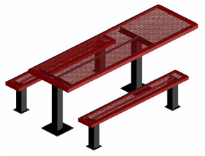 Model HSL6H-IPS | Rectangular Picnic Table | Punched Comfort Style (Burgundy/Black)