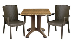 Model US240218 & Model US903037 | Atlanta 32" Square Folding Table with Matching Havana Arm Chairs (Bronze)