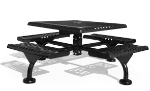 Model JC46-S | 46" Square Thermoplastic Table | Surface Mount with Optional Covers (Black)