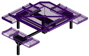 Model JRR4683-I | Octagonal Commercial Picnic Table | Span Style (Purple/Black)