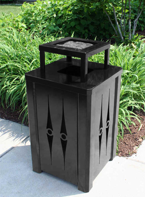 Model KCMS32-AT | 32 Gallon Decorative Square Trash Receptacle (Black)