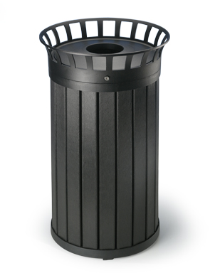 Model KR3032 | 32 Gal. Recycled Plastic Trash Receptacle (Black)