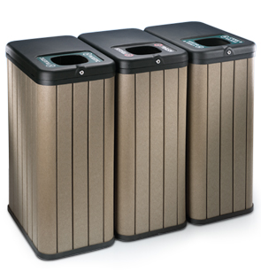 Model KT1030 | Triple 23 Gallon Trash Receptacles (Gray)