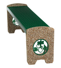 Model KTSXBEN6 | Thermoplastic and Aggregate Flat Park Bench with Knockout Inserts (Pine/River Rock Aggregate)