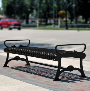 Model LB72WOB | Lemars Series Backless Ribbed Steel Outdoor Bench (Black)