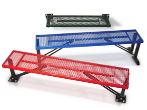 Model MB1 | Model MB2 | Model MB3 | Mesh Steel Backless Benches Collection (Black, Blue/Black, Red/Black)