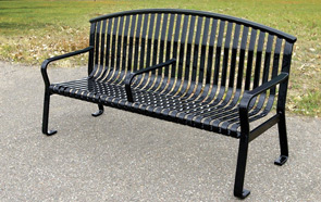 Model MF2204 | Metal-Armor Coated Steel Bench with Center Arm (Black)