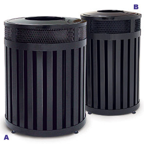 Ribbed Steel Trash Receptacles