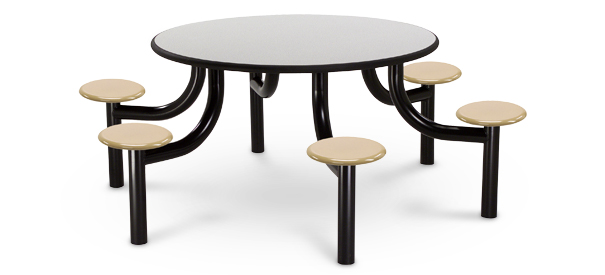 Model MX5400-6LPTBT | 54" Round Lunchroom Table (Laminate Titanium Evolve/Golden Wheat)