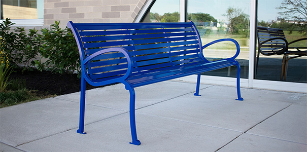 Model CB5WBE-R | 5' Courtyard Bench with Back (Cedar/Platinum)