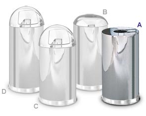 Mirror Chrome Steel Trash Receptacle Collection