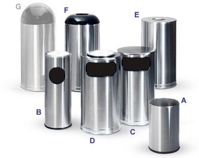 Satin Stainless Steel Trash Receptacles