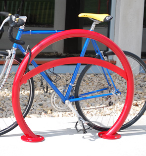 Model ORN-LB-2-SF-P | Orion Bike Rack with Round Tubing and Lean Bar (Red)