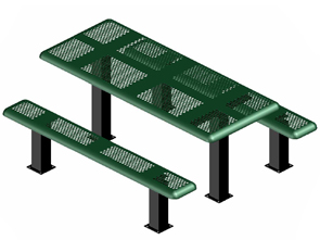 Model P6-IPS | Rectangular Outdoor Tables | Perforated Metal Style (Green/Black)