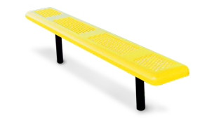 Model P6NB-I | Perforated Thermoplastic Coated Outdoor Benches (Yellow/Black)