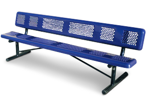 Model P8WB-P | Perforated Thermoplastic Coated Outdoor Benches (Mariner/Black)