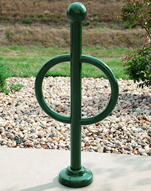 Model PARBC-2-SF-P | Standard Bollard Bike Rack with Ball Post Cap (Lexington Green)