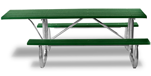 Model PB6-GFPICADA | Recycled Plastic Picnic Tables with Galvanized Frame (Green)