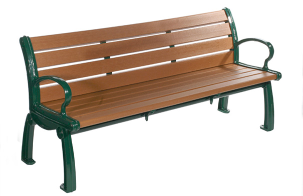 Model PB6-HER | Heritage Bench (Cedar Resinwood/Black Frame)