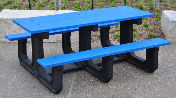 Model PB6-PARKP | Park Place Heavy-Duty Walk Thru Picnic Table (Blue)