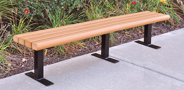 Model PB8-CRK | Recycled Plastic Backless Bench (Cedar/Black)