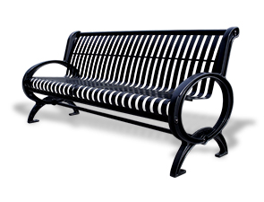 Model PC6 | Steel Slat Park Bench | Premier Classique Style (Red)