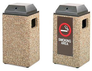 Model PCS20LAC | Aggregate Trash Receptacle (Painted Bronze Lid/River Rock Aggregate), Model PCS20IAC | Aggregate Trash Receptacle (Painted Bronze Lid/River Rock Aggregate/#36 Message Panel Insert)