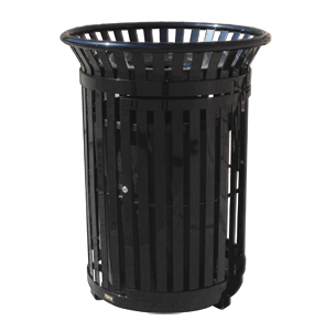 Model PFT34-D | Steel Trash Receptacle | Premier Flare Top Style (Black)