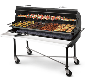 Model PG-2460-M Shown with optional hood, warming rack, full length shelf, and X-braces