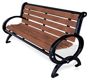 Model CC6 | Park Bench with Steel Rods | Rodman Classique Style (Cedar/Black)